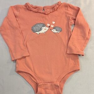 Pekkle - 24M Peach Hedgehog Print Kids Bodysuit